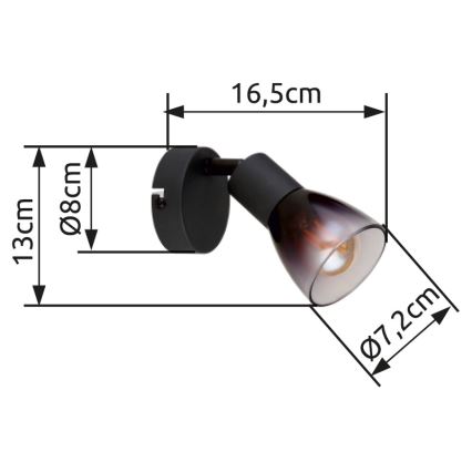 Globo - Sienas starmetis 1xE14/25W/230V melna