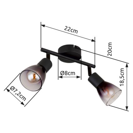 Globo - Starmetis 2xE14/25W/230V melna