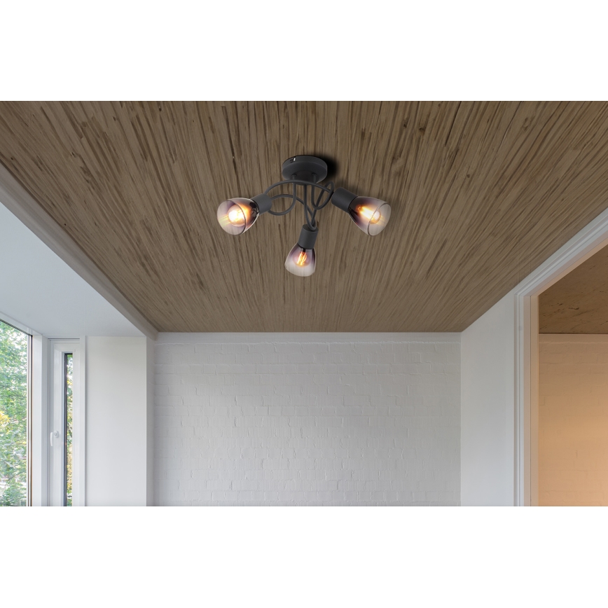 Globo - Virsapmetuma lustra 3xE14/25W/230V melna