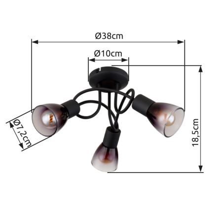 Globo - Virsapmetuma lustra 3xE14/25W/230V melna