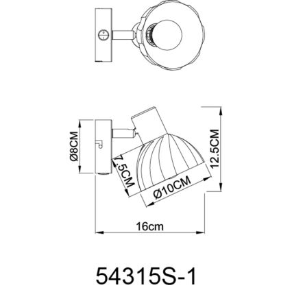 Globo - Sienas starmetis 1xE14/40W/230V melna