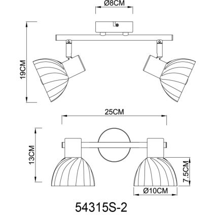 Globo - Starmetis 2xE14/40W/230V melna