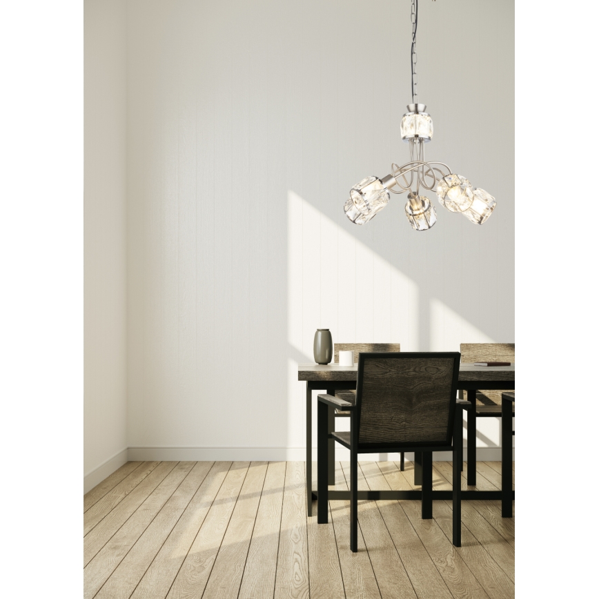 Globo - LED Lustra ar ķēdi 5xE14/40W/230V + LED/5W
