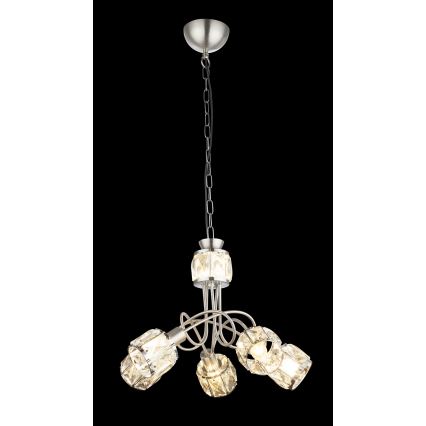 Globo - LED Lustra ar ķēdi 5xE14/40W/230V + LED/5W