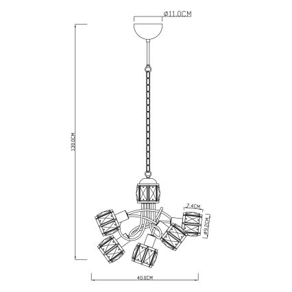Globo - LED Lustra ar ķēdi 5xE14/40W/230V + LED/5W