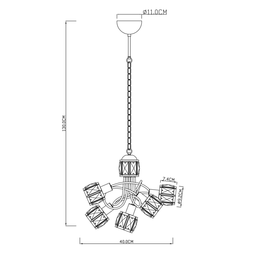 Globo - LED Lustra ar ķēdi 5xE14/40W/230V + LED/5W