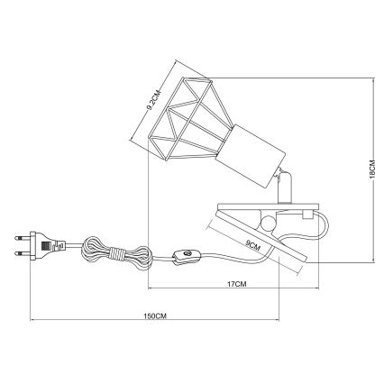 Globo - Sienas lampa ar stiprinājumu 1xE14/40W/230V melna