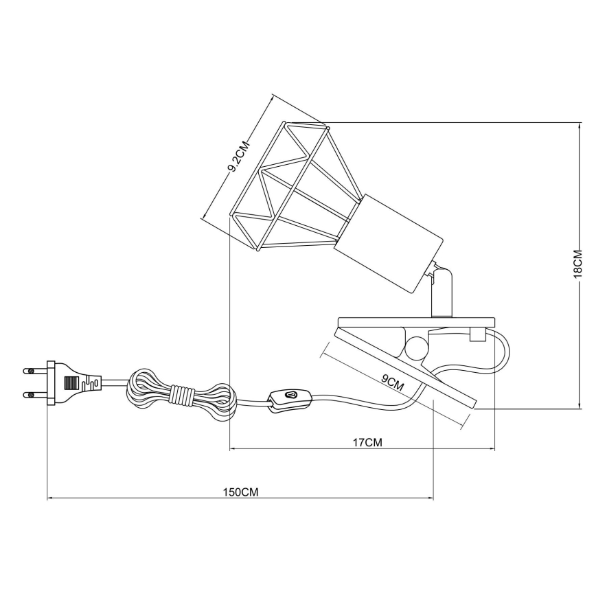 Globo - Sienas lampa ar stiprinājumu 1xE14/40W/230V melna