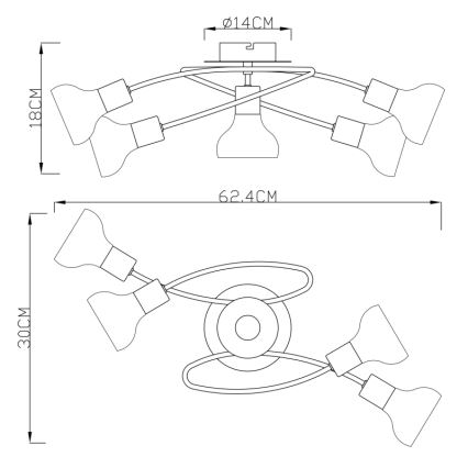 Globo - Pieliekama lustra 5xE14/40W/230V