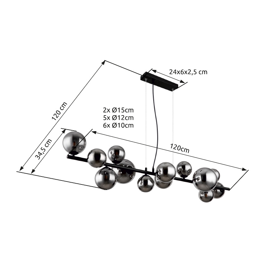 Globo - LED Lustra ar auklu 13xG9/3,5W/230V dūmakains/melna
