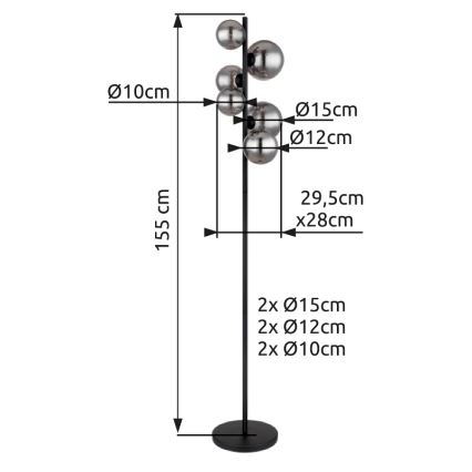 Globo - LED Grīdas stāvlampa 6xG9/3,5W/230V dūmakains/melna