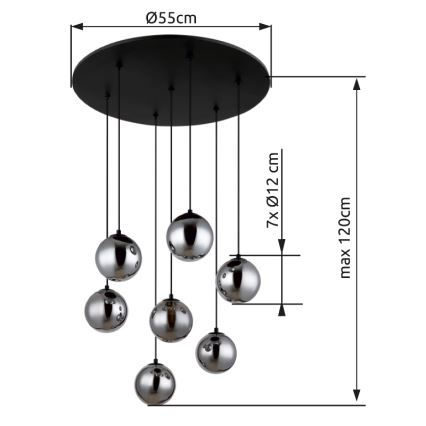Globo - LED Lustra ar auklu 7xG9/3,5W/230V dūmakains/melna