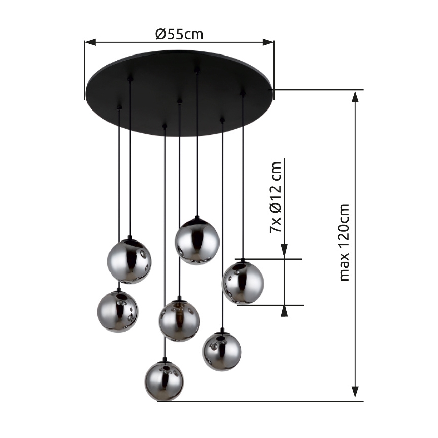 Globo - LED Lustra ar auklu 7xG9/3,5W/230V dūmakains/melna