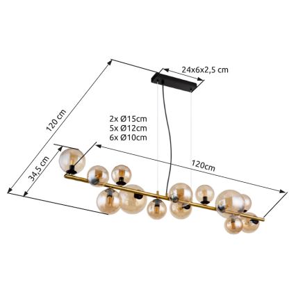 Globo - LED Lustra ar auklu 13xG9/3,5W/230V dūmakains/brūna