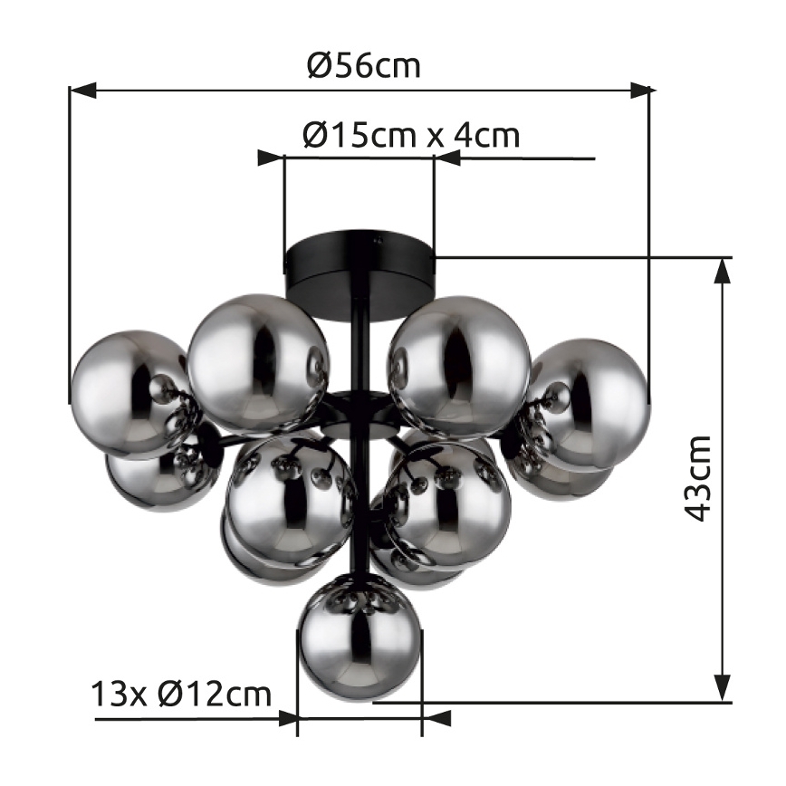 Globo - Virsapmetuma lustra 13xG9/5W/230V d. 56 cm melna
