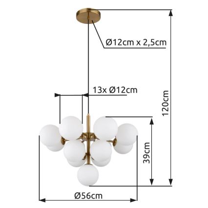 Globo - Lustra ar auklu 13xG9/5W/230V d. 56 cm zelta