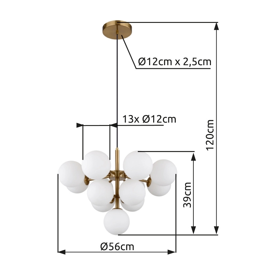 Globo - Lustra ar auklu 13xG9/5W/230V d. 56 cm zelta