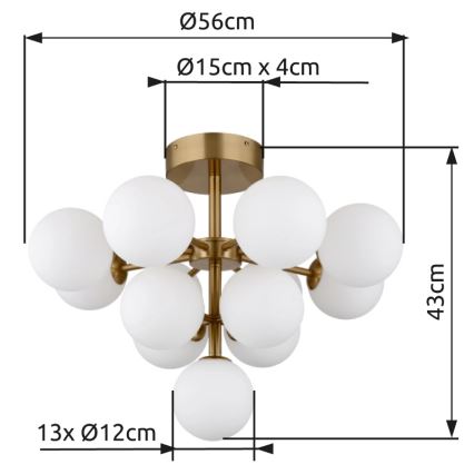 Globo - Virsapmetuma lustra 13xG9/5W/230V d. 56 cm zelta