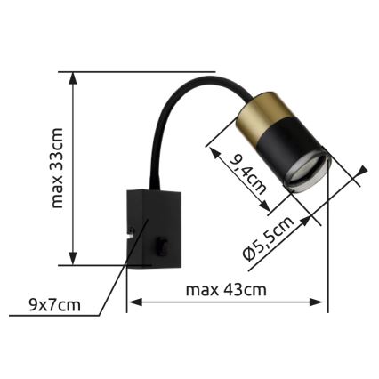 Globo - Sienas starmetis 1xGU10/25W/230V melna
