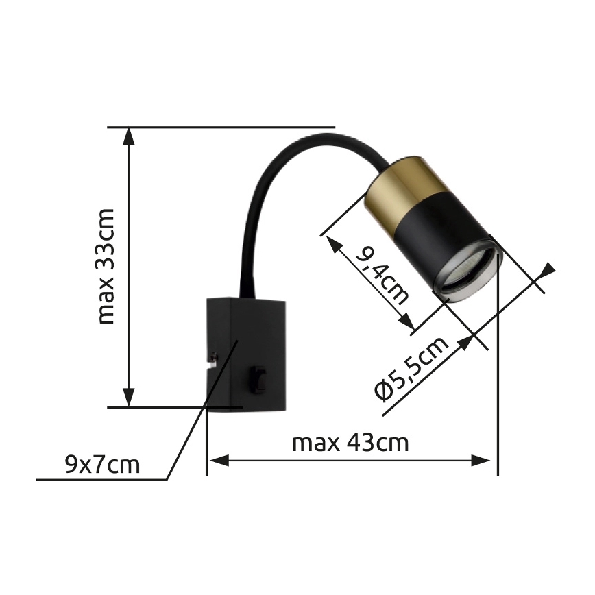 Globo - Sienas starmetis 1xGU10/25W/230V melna