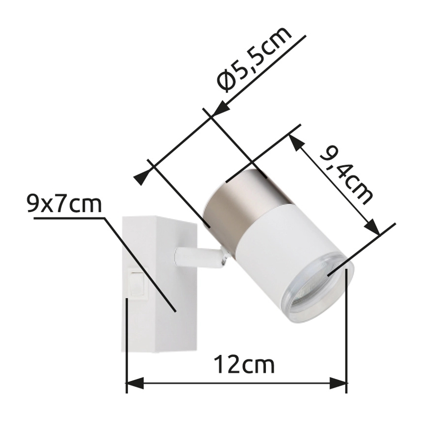 Globo - Sienas starmetis 1xGU10/25W/230V balta/matēts hroms