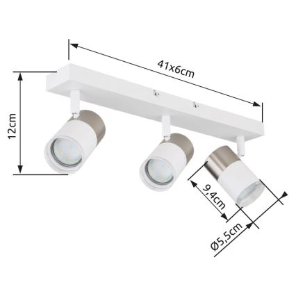 Globo - Starmetis 3xGU10/25W/230V balta/matēts hroms