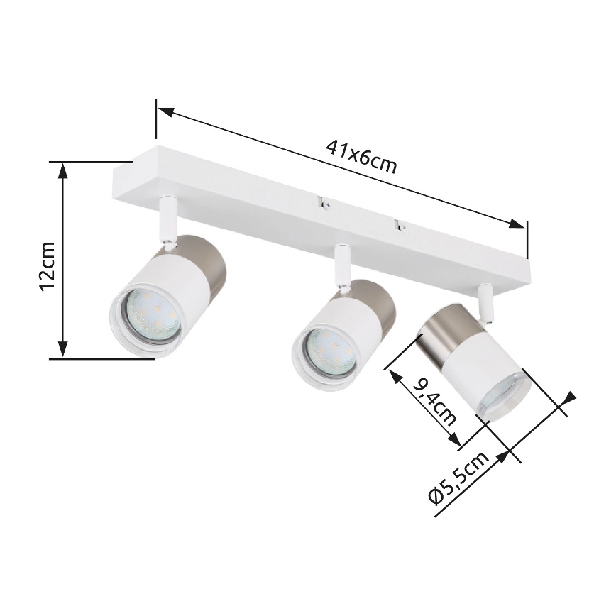 Globo - Starmetis 3xGU10/25W/230V balta/matēts hroms