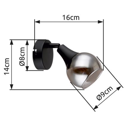 Globo - Sienas starmetis 1xE14/40W/230V melna