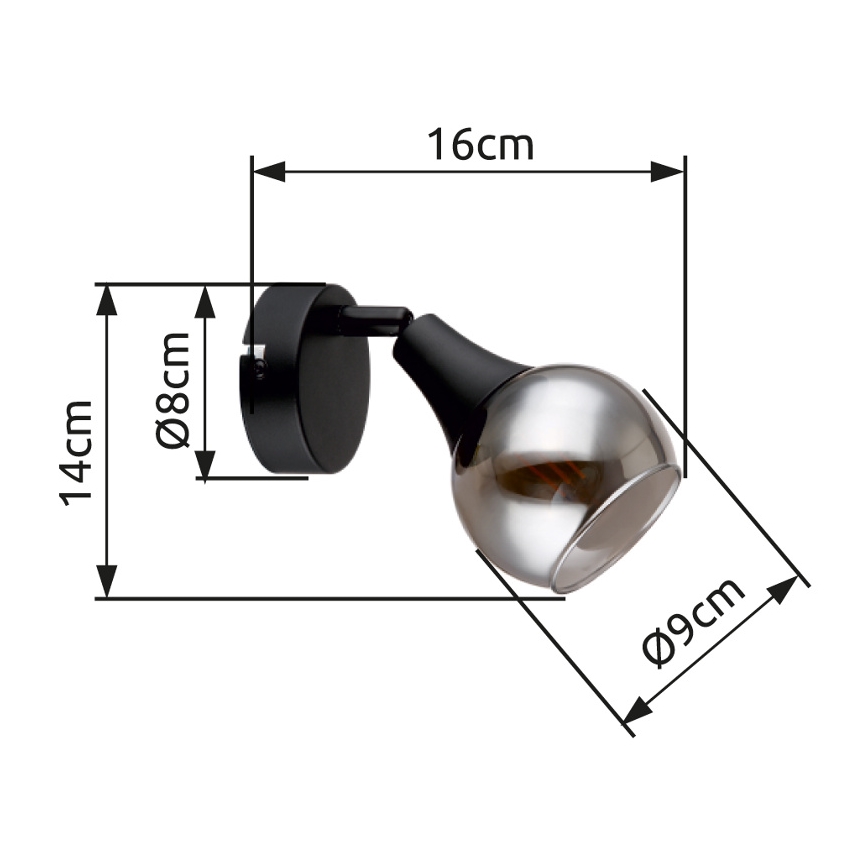 Globo - Sienas starmetis 1xE14/40W/230V melna
