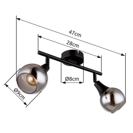Globo - Starmetis 2xE14/40W/230V melna