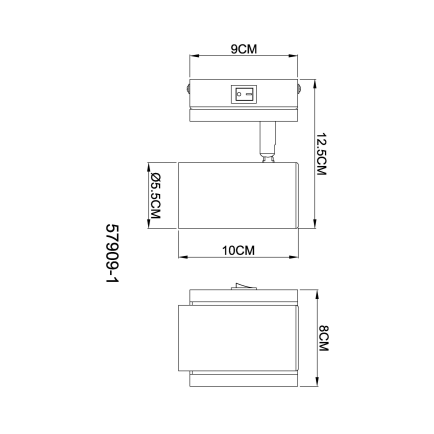 Globo - Sienas starmetis 1xGU10/25W/230V melna
