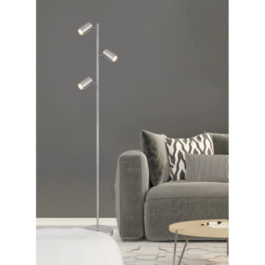 Globo - Grīdas stāvlampa 3xGU10/5W/230V matēts hroms