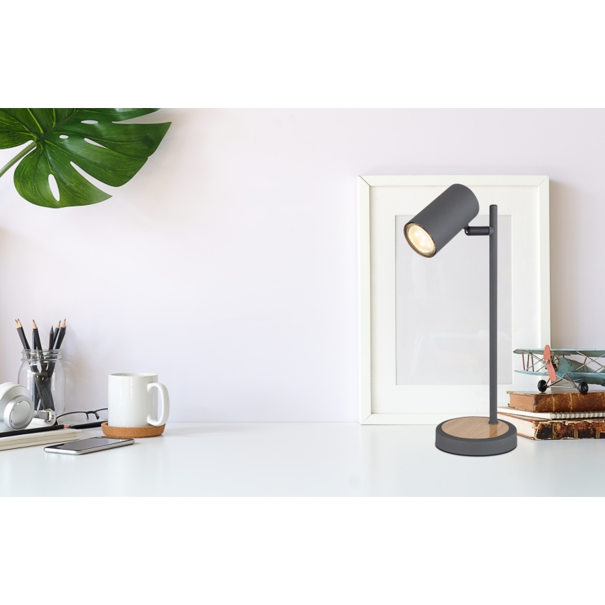 Globo - Galda lampa 1xGU10/5W/230V pelēka/brūna