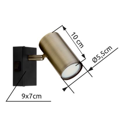 Globo - Sienas starmetis 1xGU10/25W/230V melns/misiņa