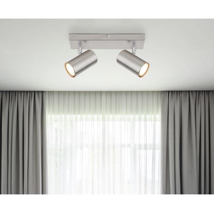 Globo - Virziena gaismeklis 2xGU10/35W/230V matēts hroms