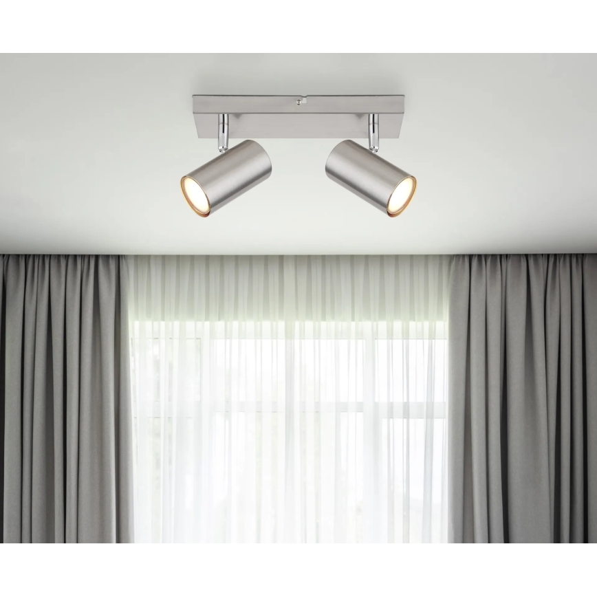 Globo - Virziena gaismeklis 2xGU10/35W/230V matēts hroms