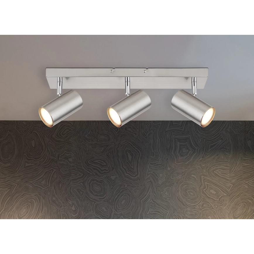 Globo - punktveida gaismeklis 3xGU10/35W/230V matēts hroms