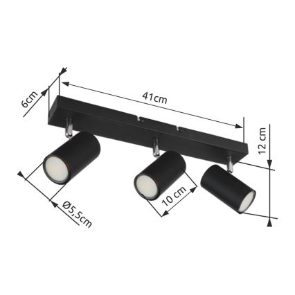 Globo - Starmetis 3xGU10/35W/230V melns