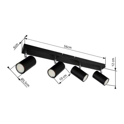Globo - Starmetis 4xGU10/35W/230V melns