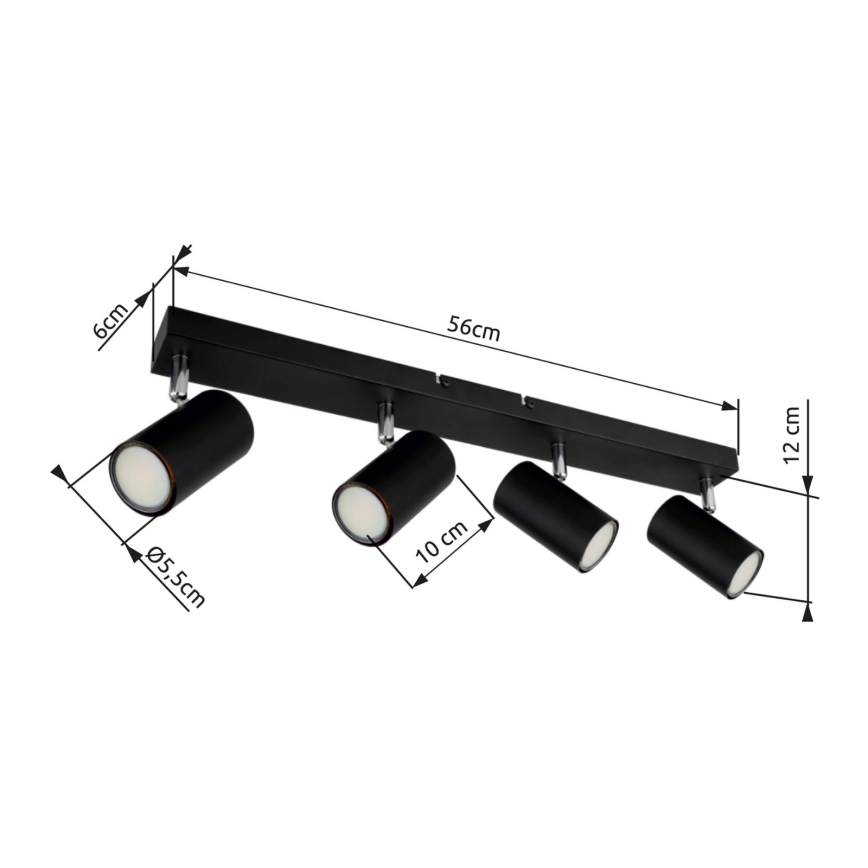 Globo - Starmetis 4xGU10/35W/230V melns
