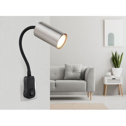 Globo - Sienas punktveida gaismeklis ar spraudni 1xGU10/35W/230V matēts hroms
