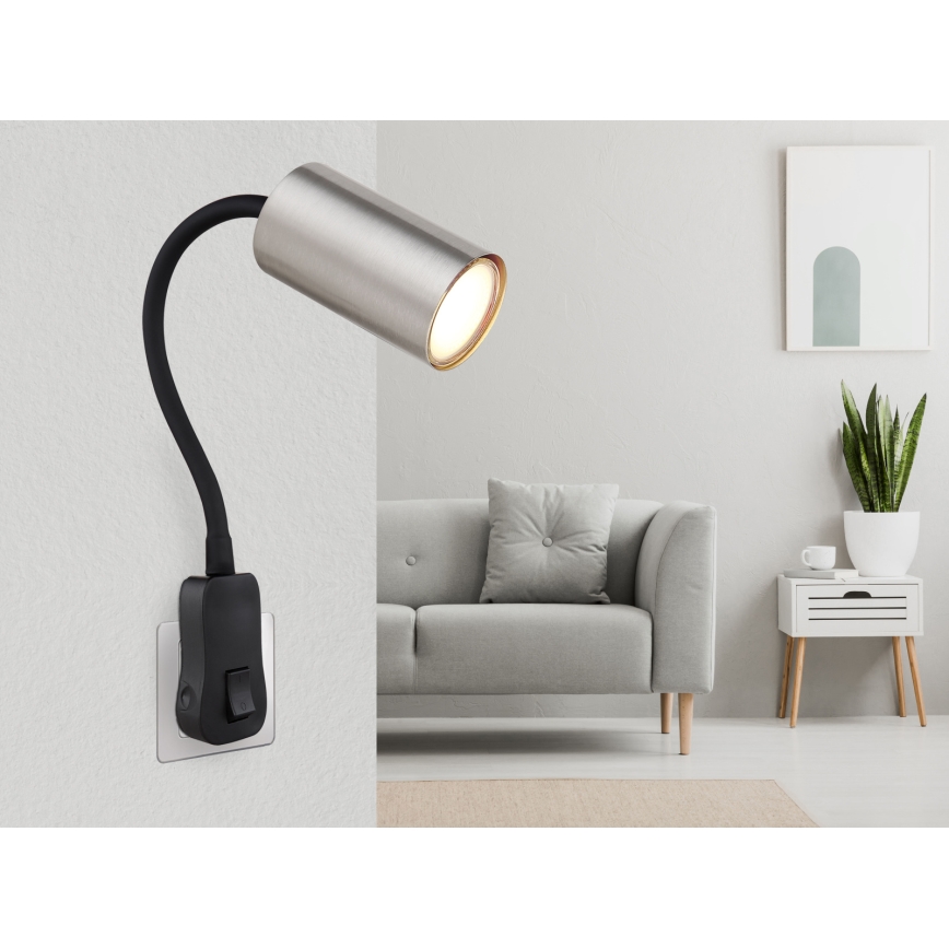 Globo - Sienas punktveida gaismeklis ar spraudni 1xGU10/35W/230V matēts hroms