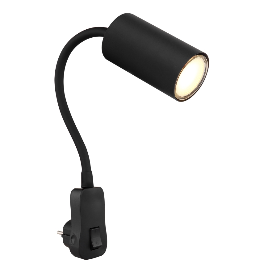 Globo - sienas punktveida gaismeklis ar spraudni 1xGU10/35W/230V, melns