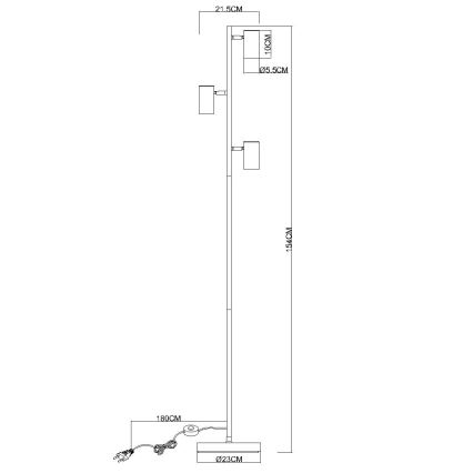 Globo - Grīdas stāvlampa 3xGU10/5W/230V pelēka