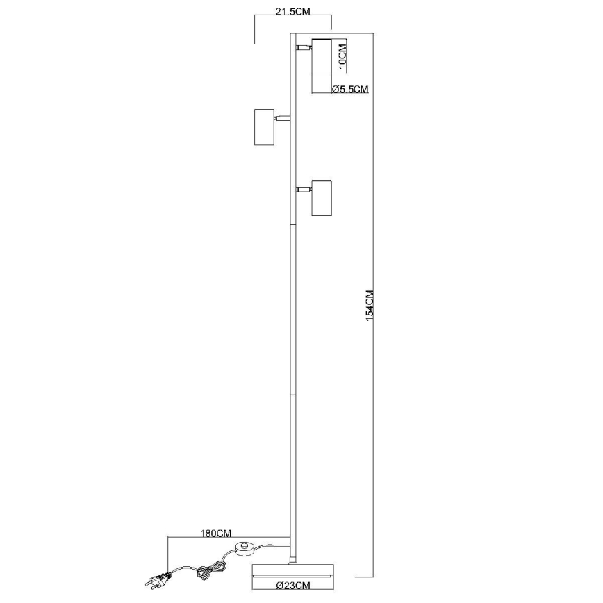 Globo - Grīdas stāvlampa 3xGU10/5W/230V pelēka