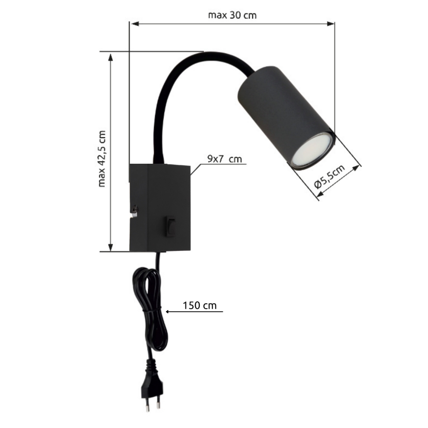 Globo - Pielāgojama sienas lampa 1xGU10/25W/230V melna