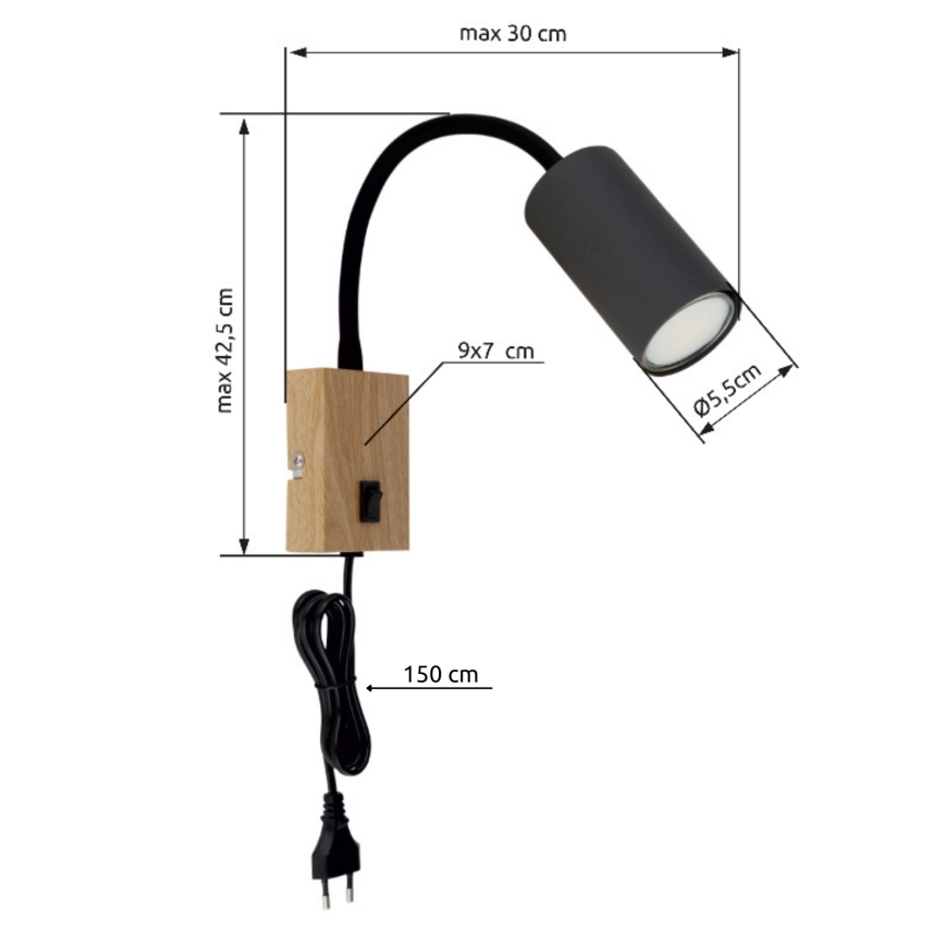 Globo - Pielāgojama sienas lampa 1xGU10/25W/230V pelēka/brūna