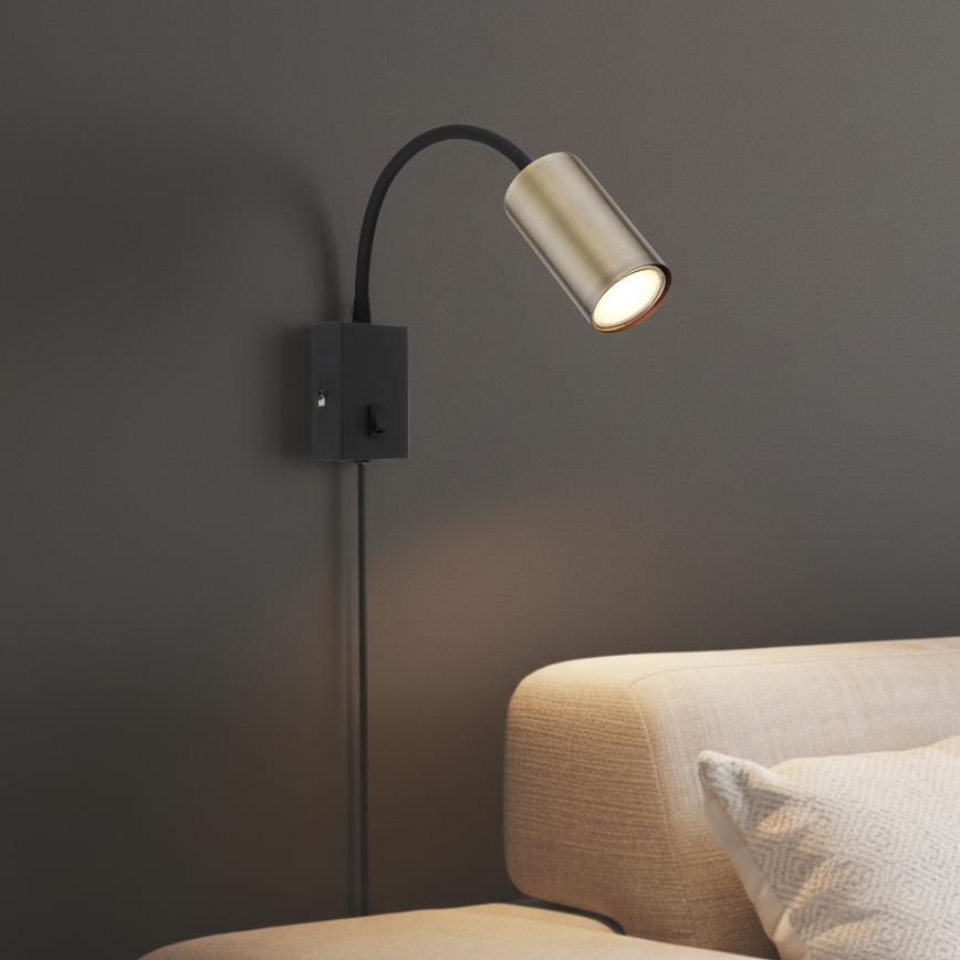 Globo - Elastīga sienas lampa 1xGU10/25W/230V melna/misiņa