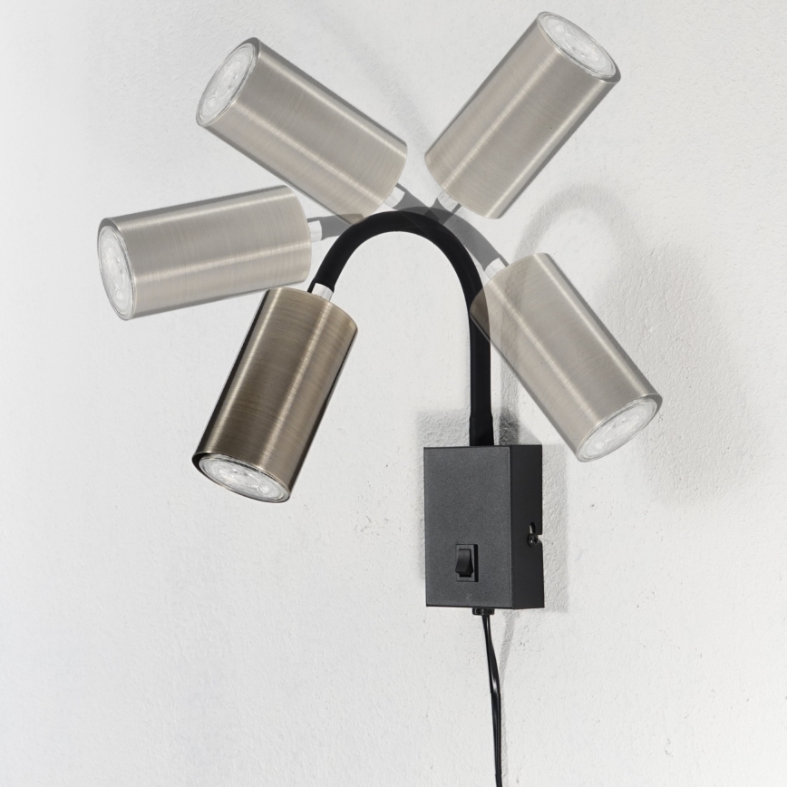 Globo - Elastīga sienas lampa 1xGU10/25W/230V melna/misiņa