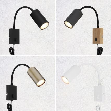 Globo - Elastīga sienas lampa 1xGU10/25W/230V melna/misiņa